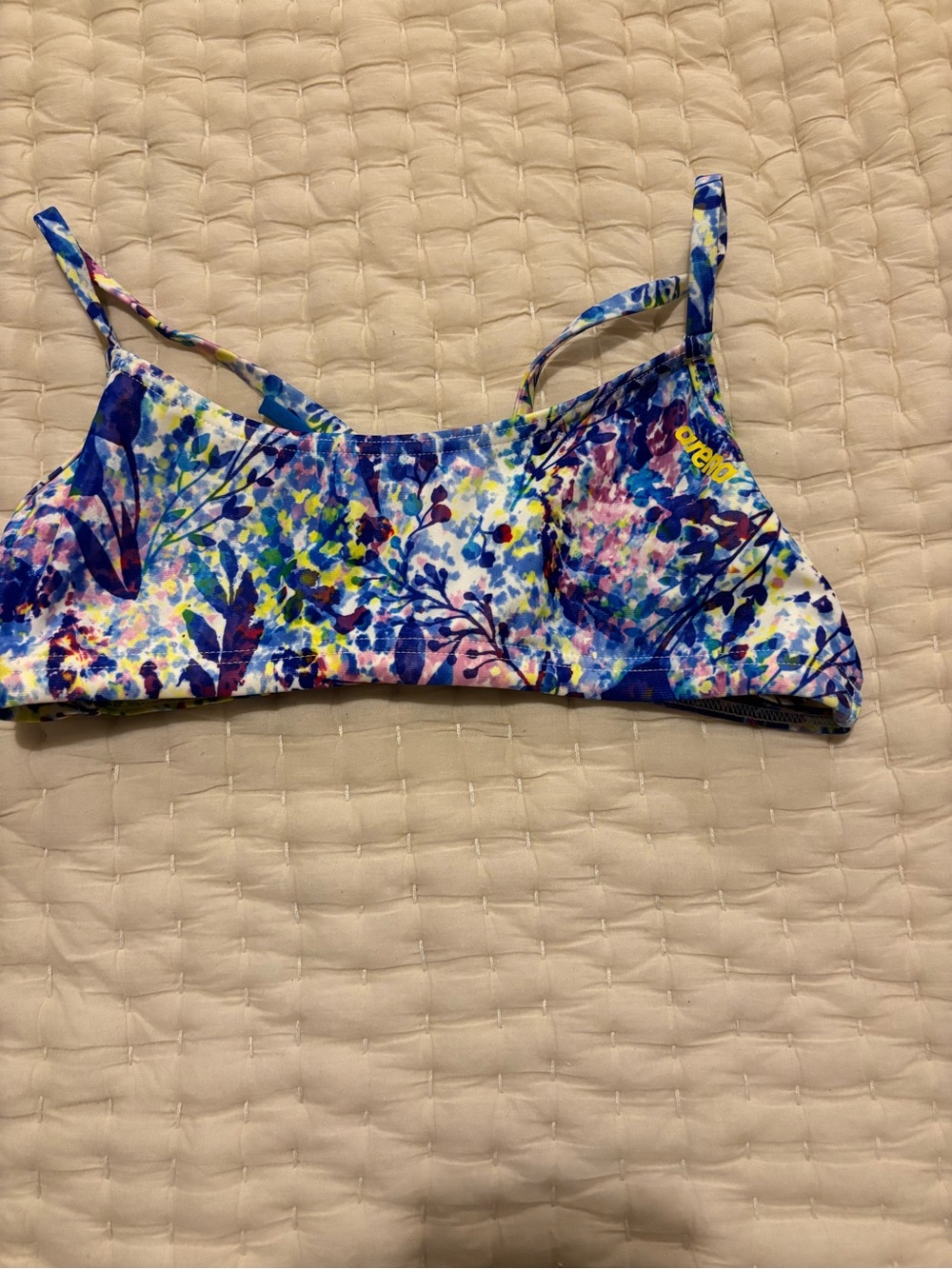 Ladies Arena Blue Floral Swim Top